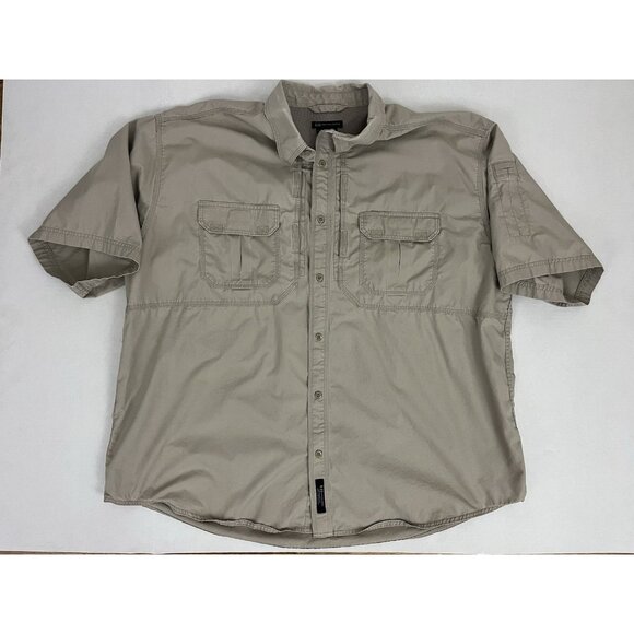 5.11 Tactical Series Men's 3XL Short Sleeve Shirt 100% Cotton Khaki 71152 - Picture 1 of 3